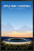 Cupertino, California — Retro Travel Poster, Framed Silicon Valley Print