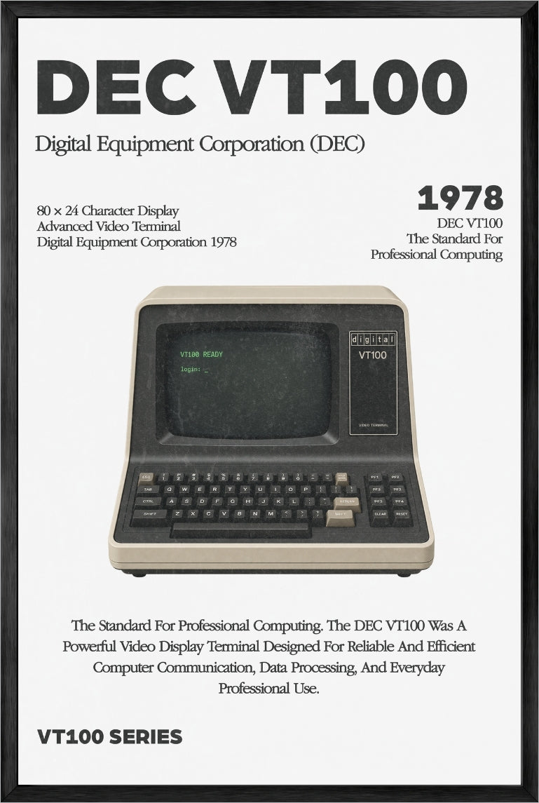 DEC VT100 Terminal — 1978 Vintage Computer Framed Art Print
